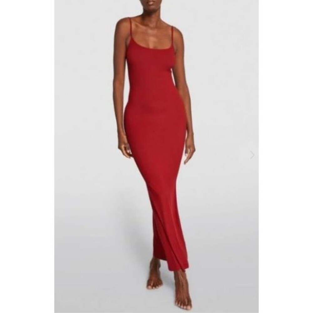 SKIMS Ribbed Knit Modal/Spandex Cami Tank Top Adjustable Straps Red M